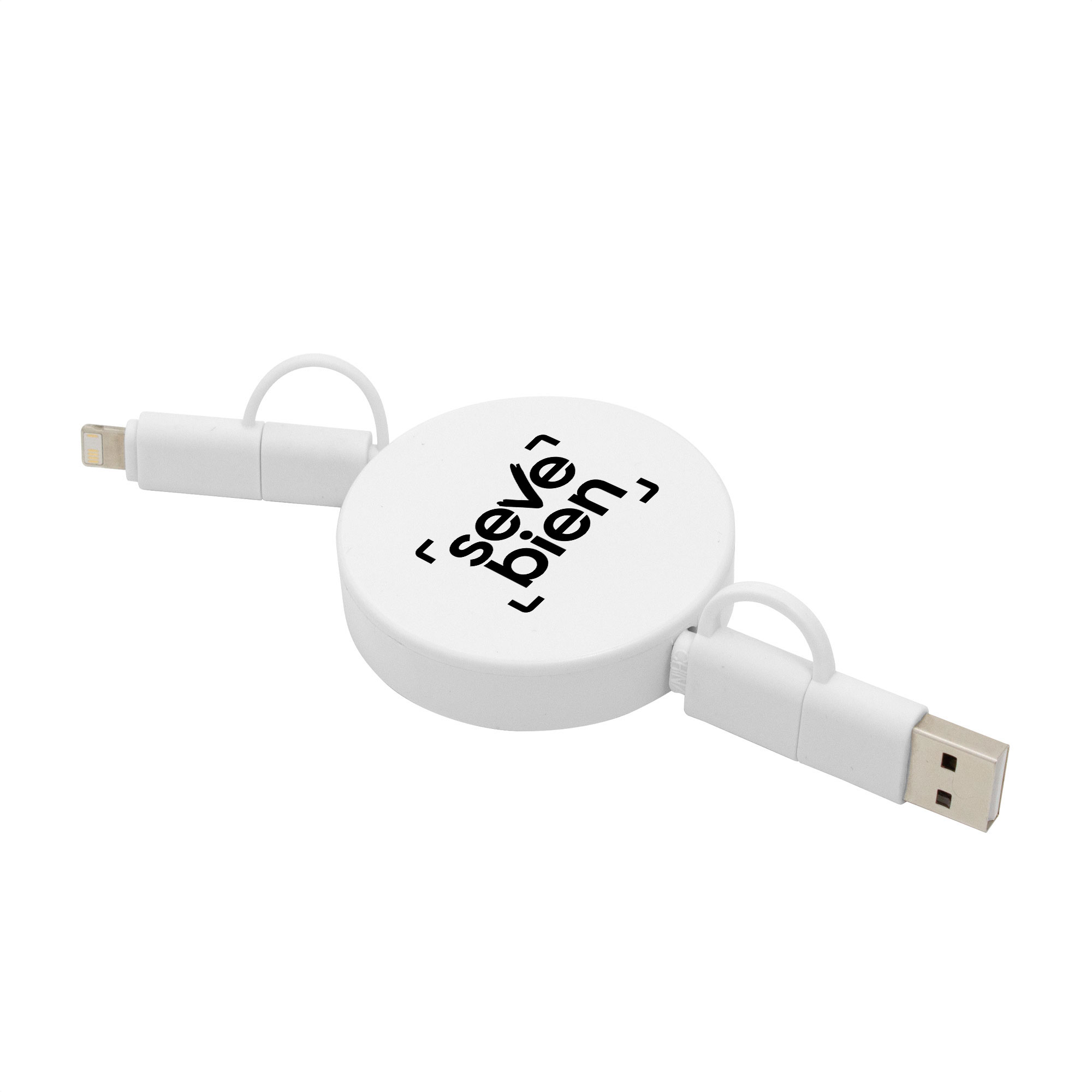 alt_promocional_publicitario_cable_cargador_retractil_EC774_blanco_1_logo Cable retráctil de carga "FASTER" - Imagen 1