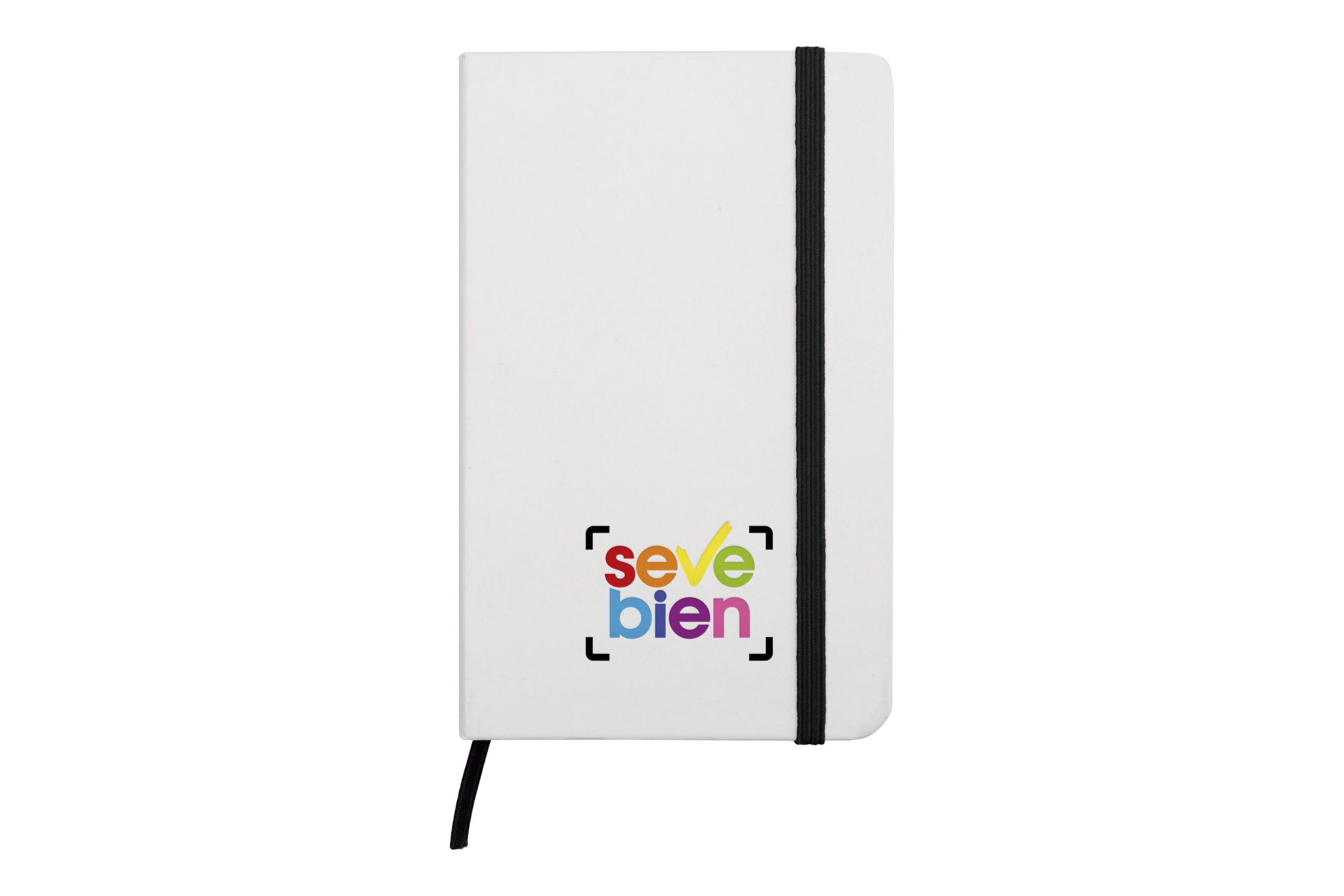 promocional_publicitario_libreta_T525_frente_negro_logoR Libreta pequeña “White” - Imagen 1